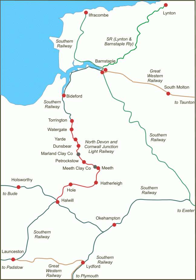 North_Devon_and_Cornwall_Junction_Light_Railway_map
